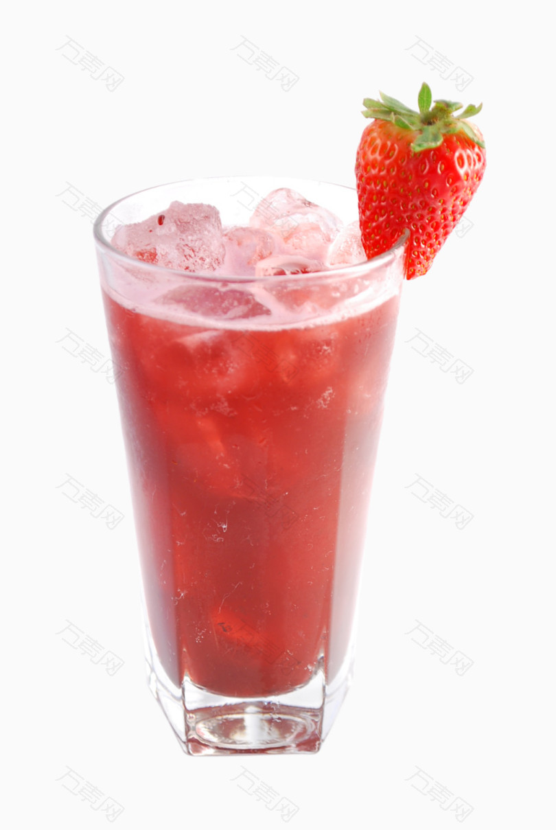 草莓和冰果汁一杯