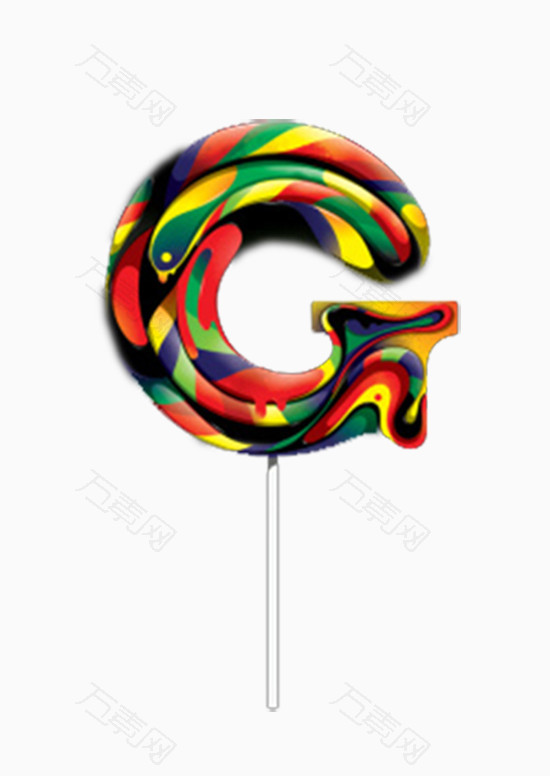 彩色抽象g字母棒棒糖
