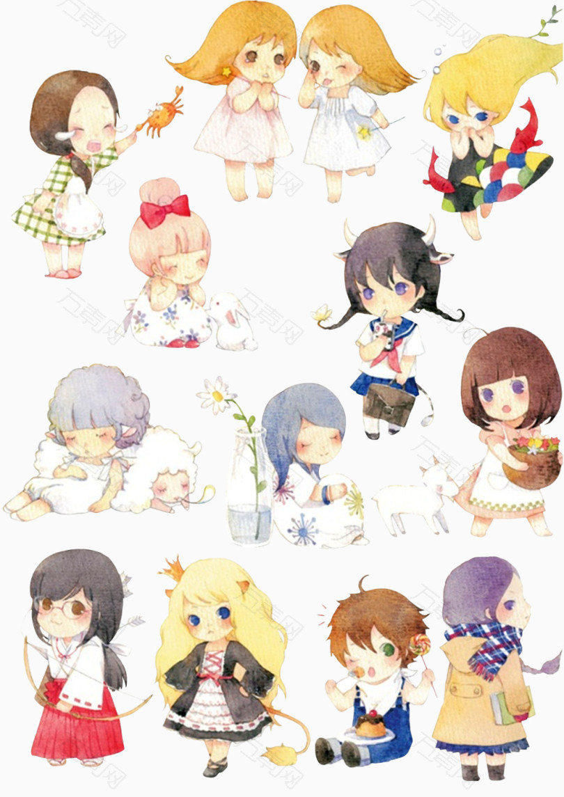 12星座拟人手绘图