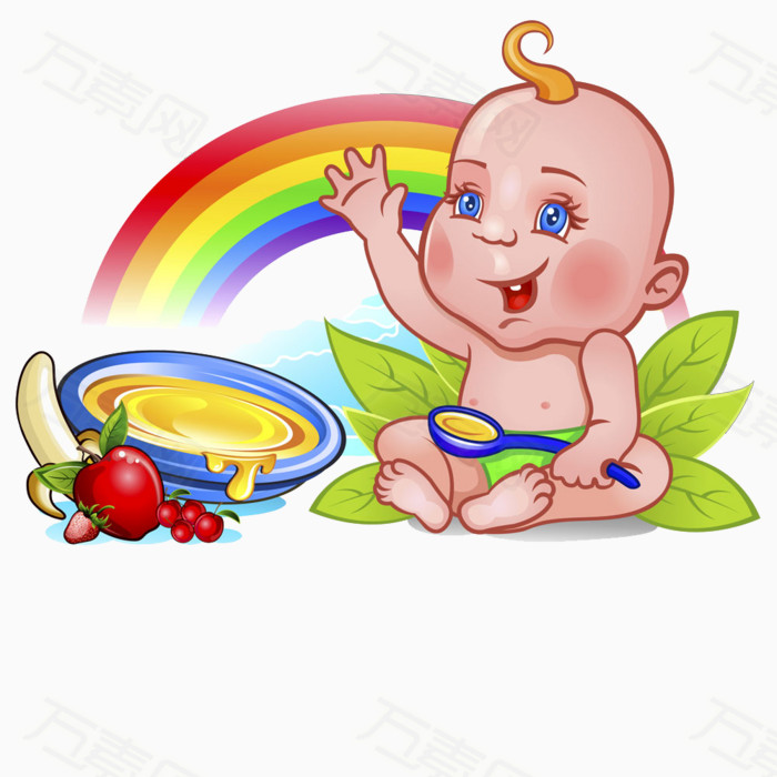 小宝宝吃饭图片免费下载_卡通手绘_万素网