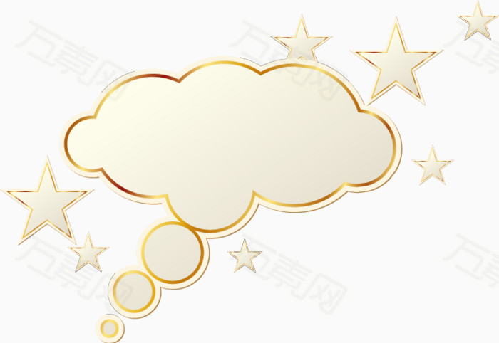 云朵星星金边语言框图片免费下载_装饰元素_万素网