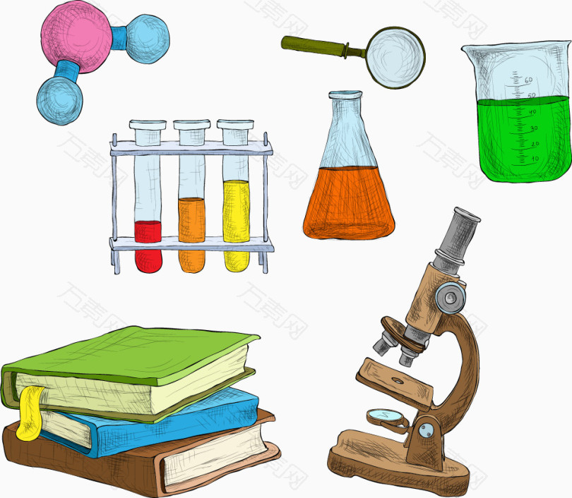 手绘科学实验用具