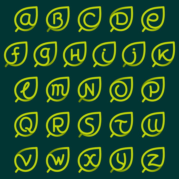 绿色树叶字母