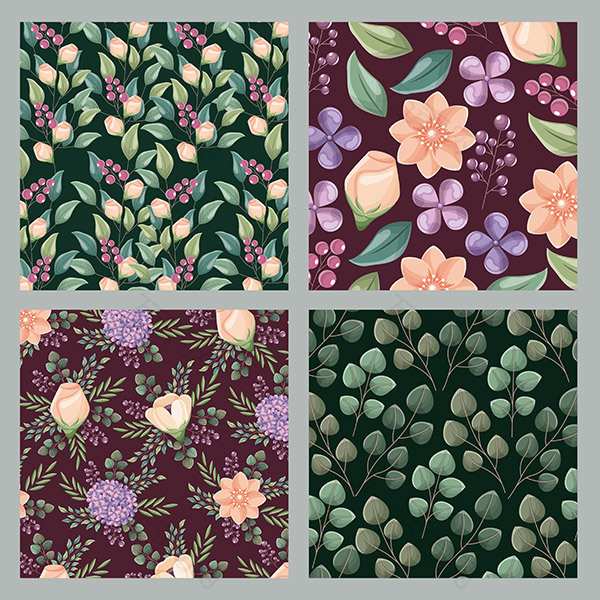 花卉叶子背景矢量