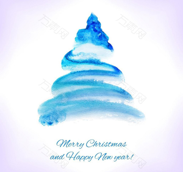 矢量水彩圣诞树