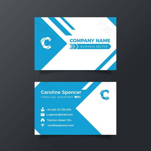 蓝色商务名片矢量