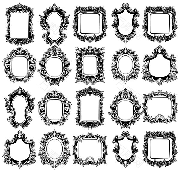 巴洛克镜框矢量