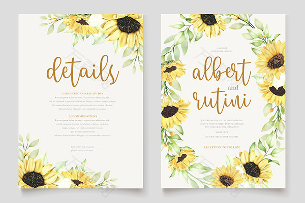 水彩向日葵邀请卡