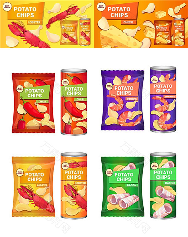 薯片包装设计矢量