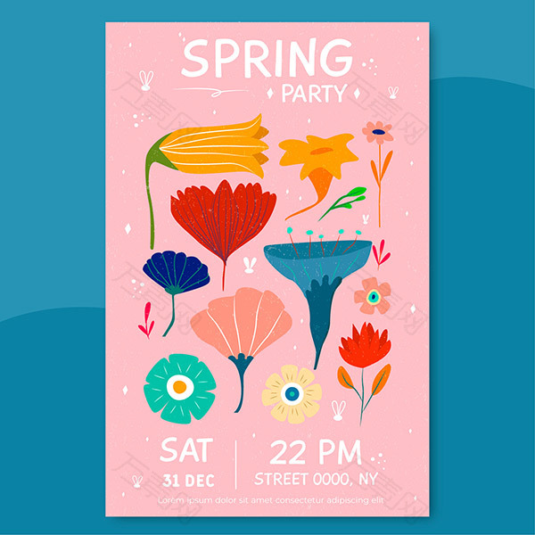 春季抽象花卉海报