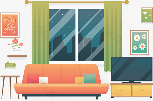 橘色沙发客厅装修