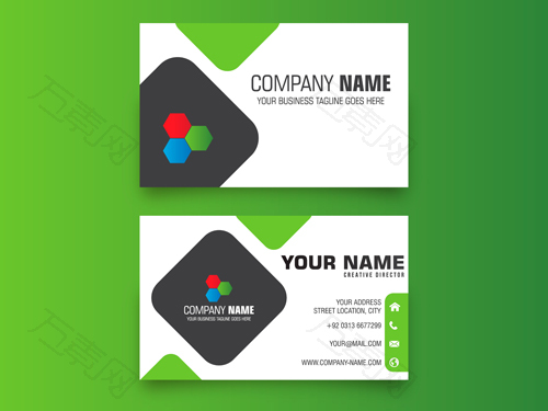 黑绿色商务名片