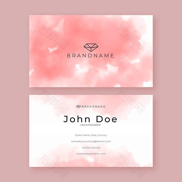 粉色晕染极简名片