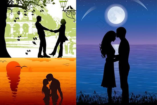 浪漫情侣剪影