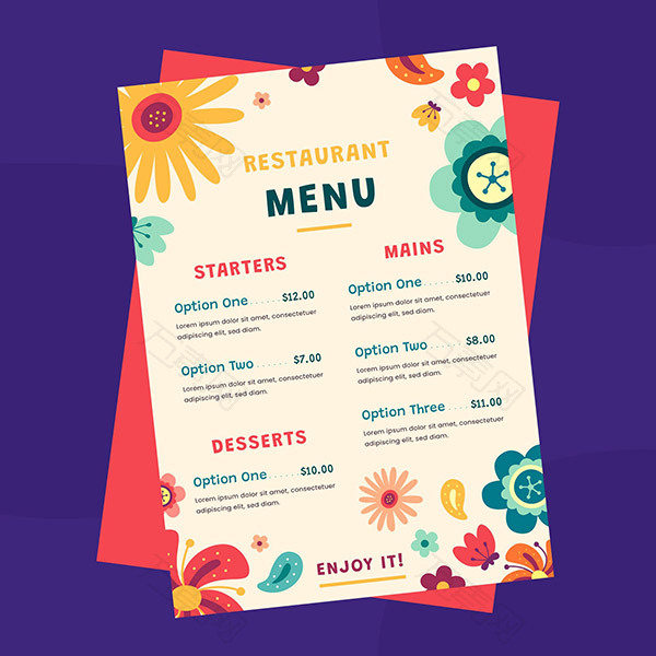 平面餐厅菜单模板