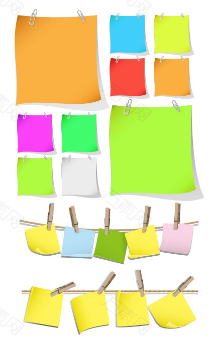 彩色便签纸矢量