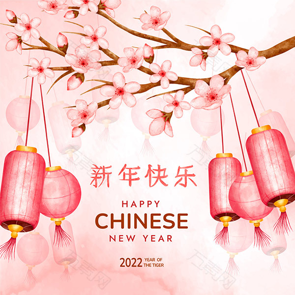 农历新年水彩年画
