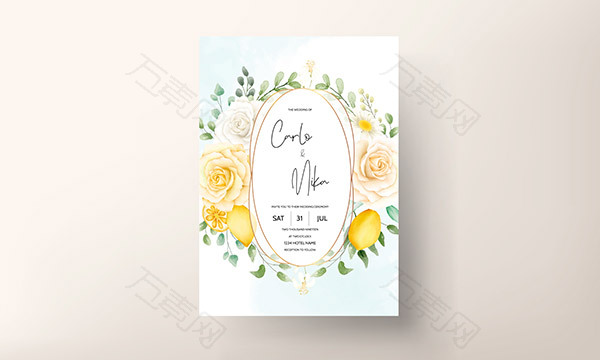 玫瑰花装饰婚礼请柬