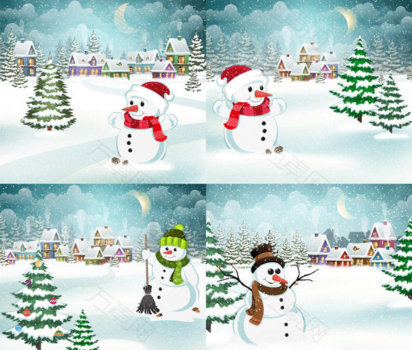 雪地上的可爱雪人