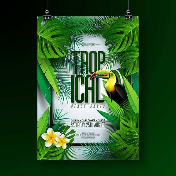 夏季热带海滩派对传单