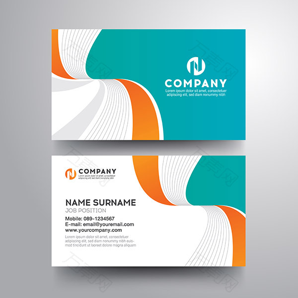 曲线现代名片模板