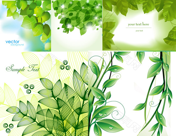 春天绿叶矢量