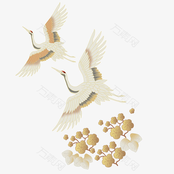 松鹤梅花矢量