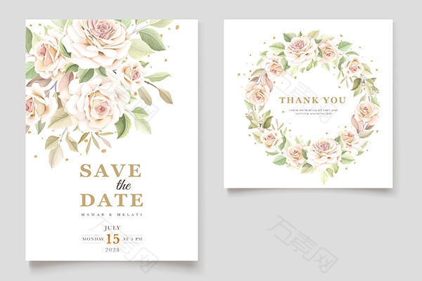 玫瑰花装饰婚礼邀请函