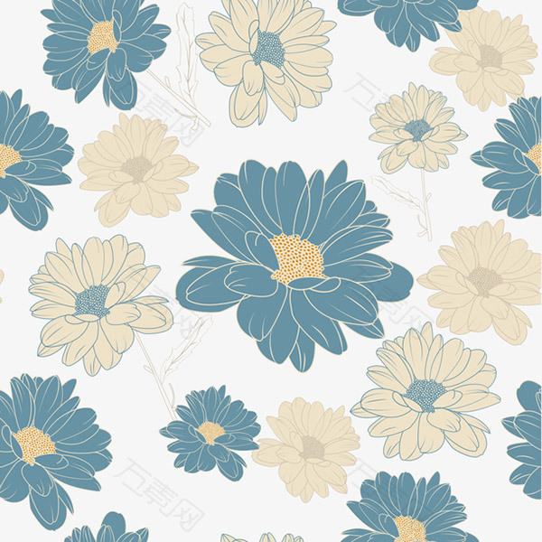 复古手绘菊花背景矢量