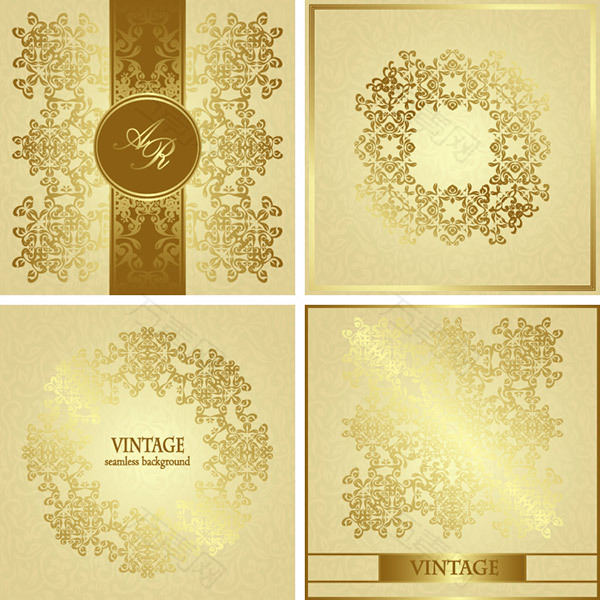 金色花纹请柬设计