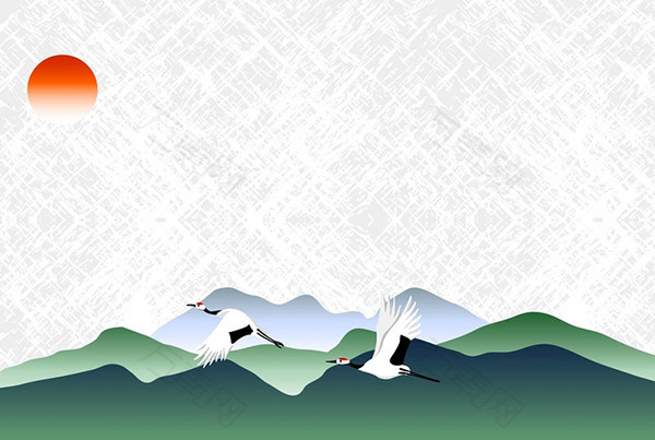 古风水彩墨迹远山