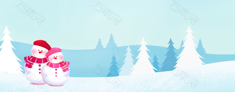 立冬堆雪人卡通景色蓝天banner