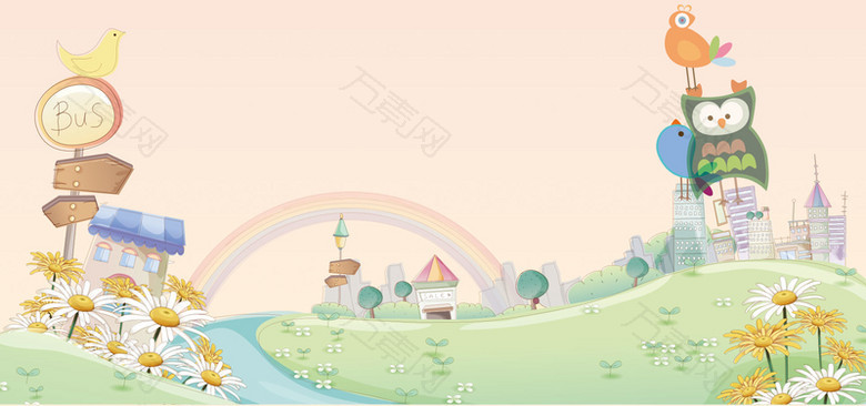 卡通手绘电商banner背景