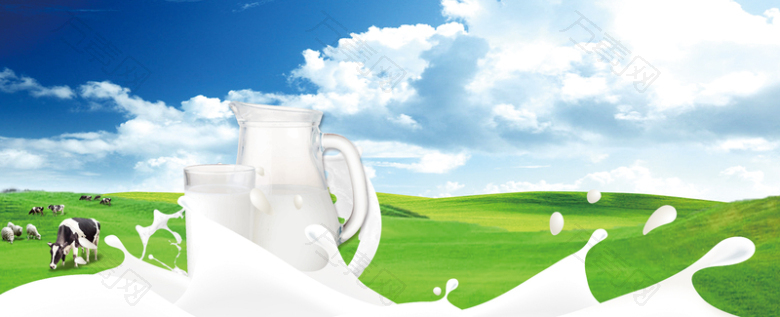 牛奶促销季景色奶牛草地banner