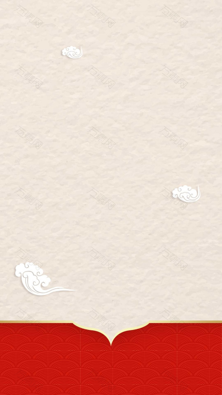复古传统红色云纹理简约手机H5背景