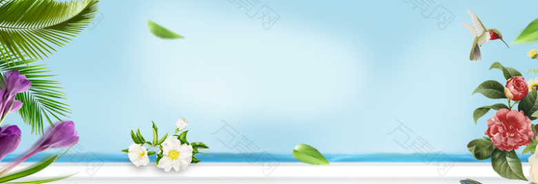 天猫清凉夏日服装66促销花草banner