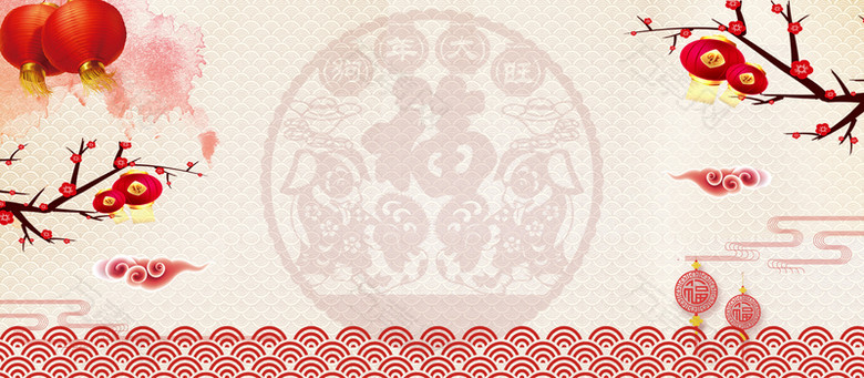 浅色新年中国风海报PSD分层banner