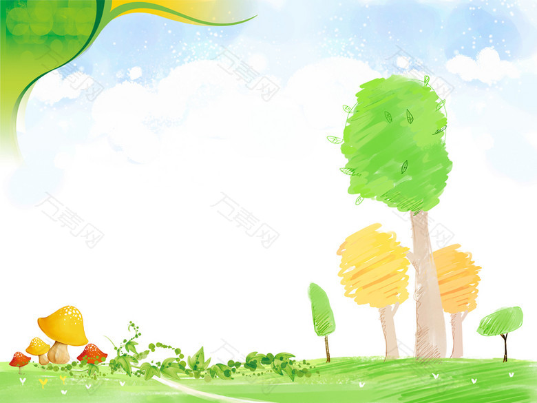 小清新卡通草地背景