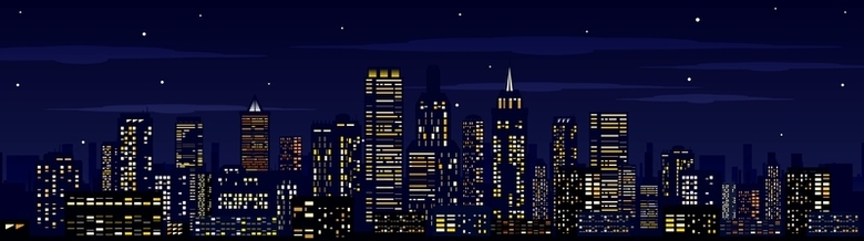 城市夜景剪影背景模板