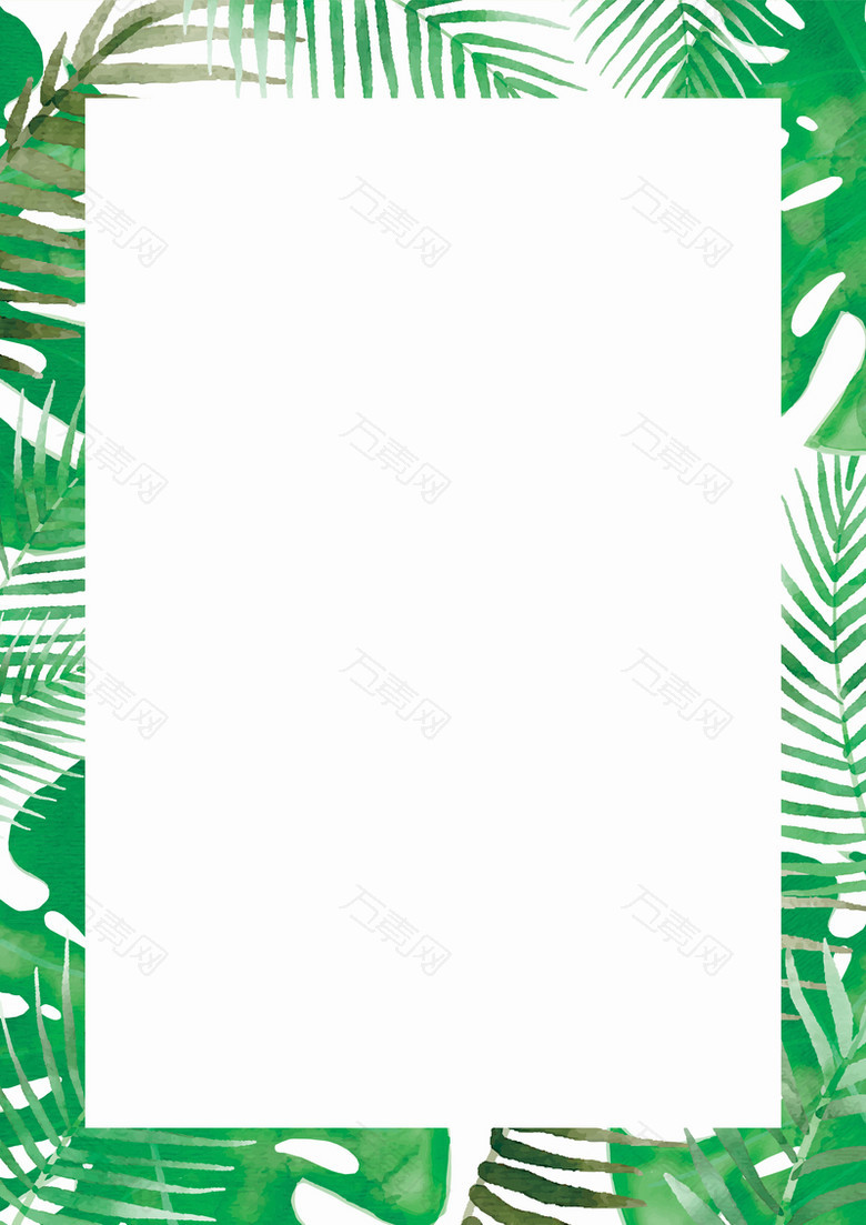 卡通手绘夏季棕榈叶海滩上新背景素材