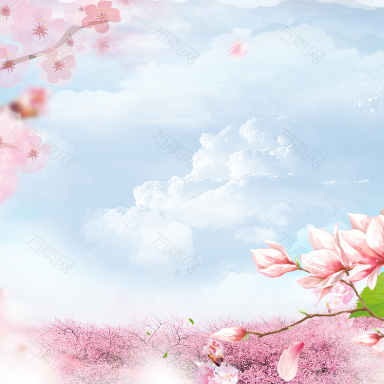 粉色桃花春季主图背景
