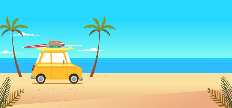 夏季扁平化旅游海景banner