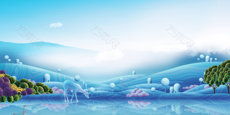 梦幻森林幼儿美术班招生海报背景模板