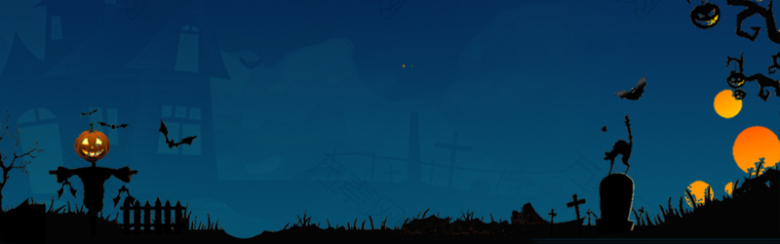 蓝色万圣节简约卡通平面banner