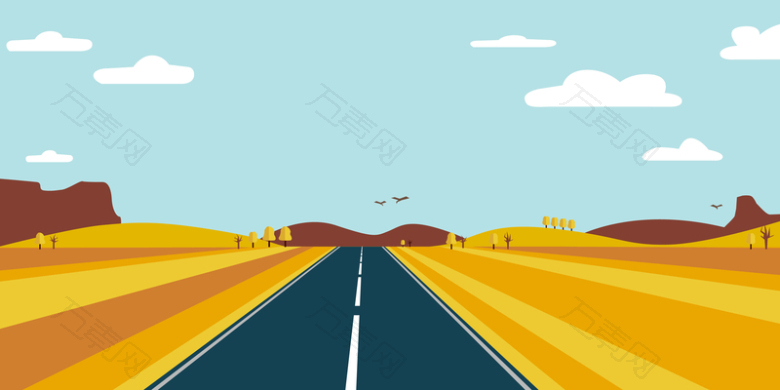 矢量扁平化手绘透视公路背景