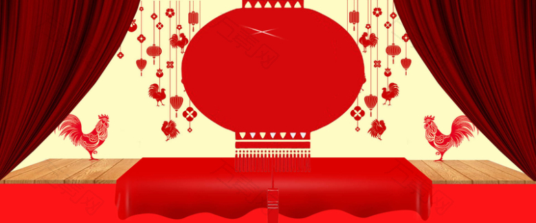 春节大气中国风红色淘宝海报背景