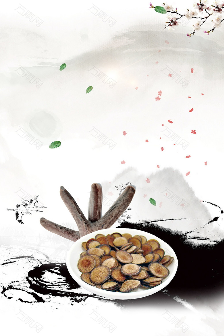 中国风复古鹿茸中药