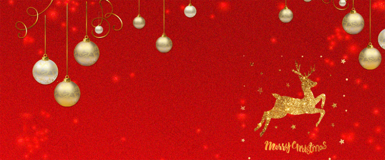 圣诞节麋鹿小清新雪花红色banner