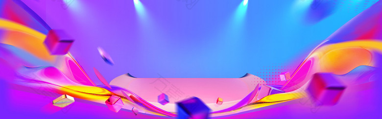 双11爆款返场大气灯光蓝色banner