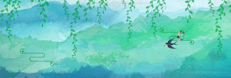 二十四节气立春绿色文艺清新banner